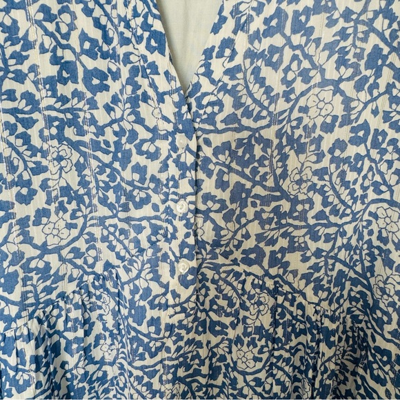 Maison 123 Calypso Blue / Silver Floral Shift Dress Size Medium / 6 - Picture 12 of 16
